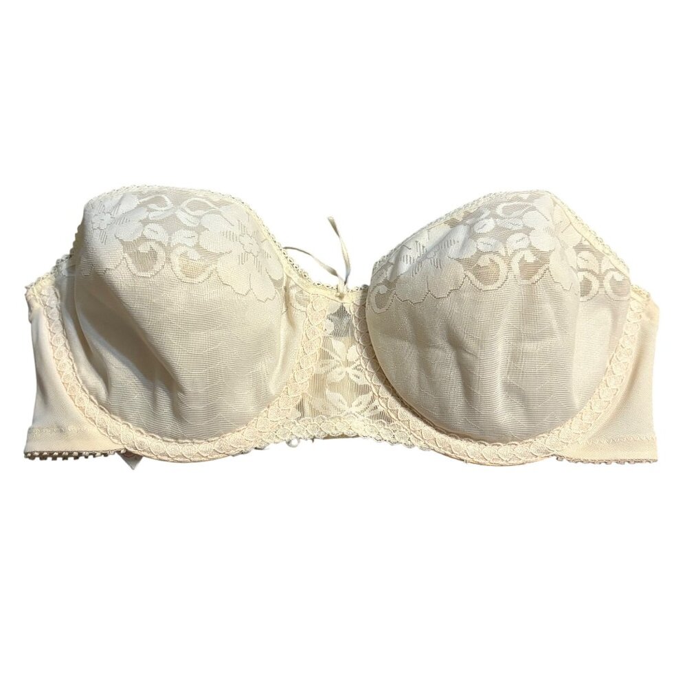 Legends 928 Womens Strapless Lace Bra 32D Beige Underwire